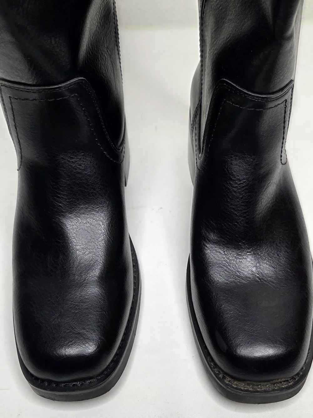 Frye and Co. Miranda 14 Boot Women 9M Stacked Heel Black Vegan Western Knee High - Picture 6 of 10